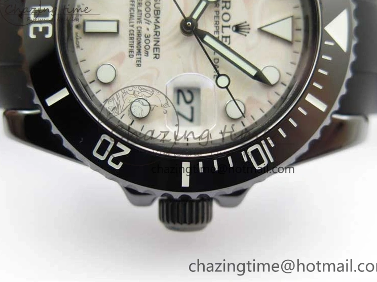 5GF Black Black Best SA3135 Cream Ceramic Dial Submariner on 40mm Strap Rubber Edition 1224